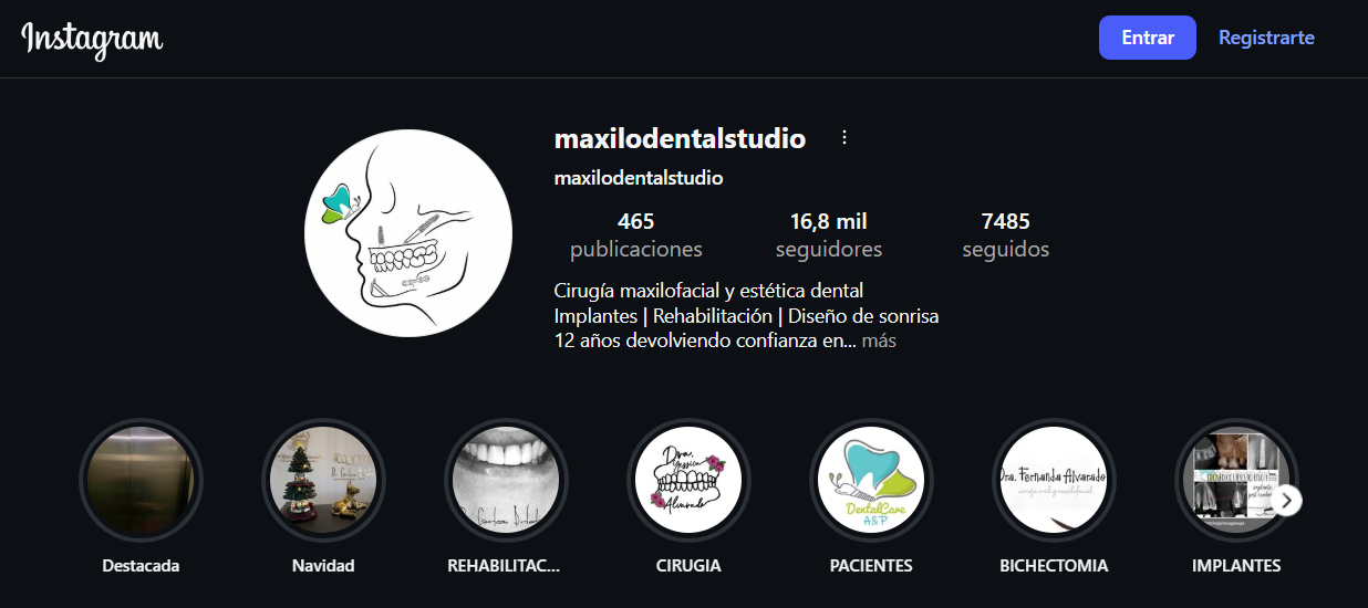 Vista previa del Instagram de MaxiloDental Studio