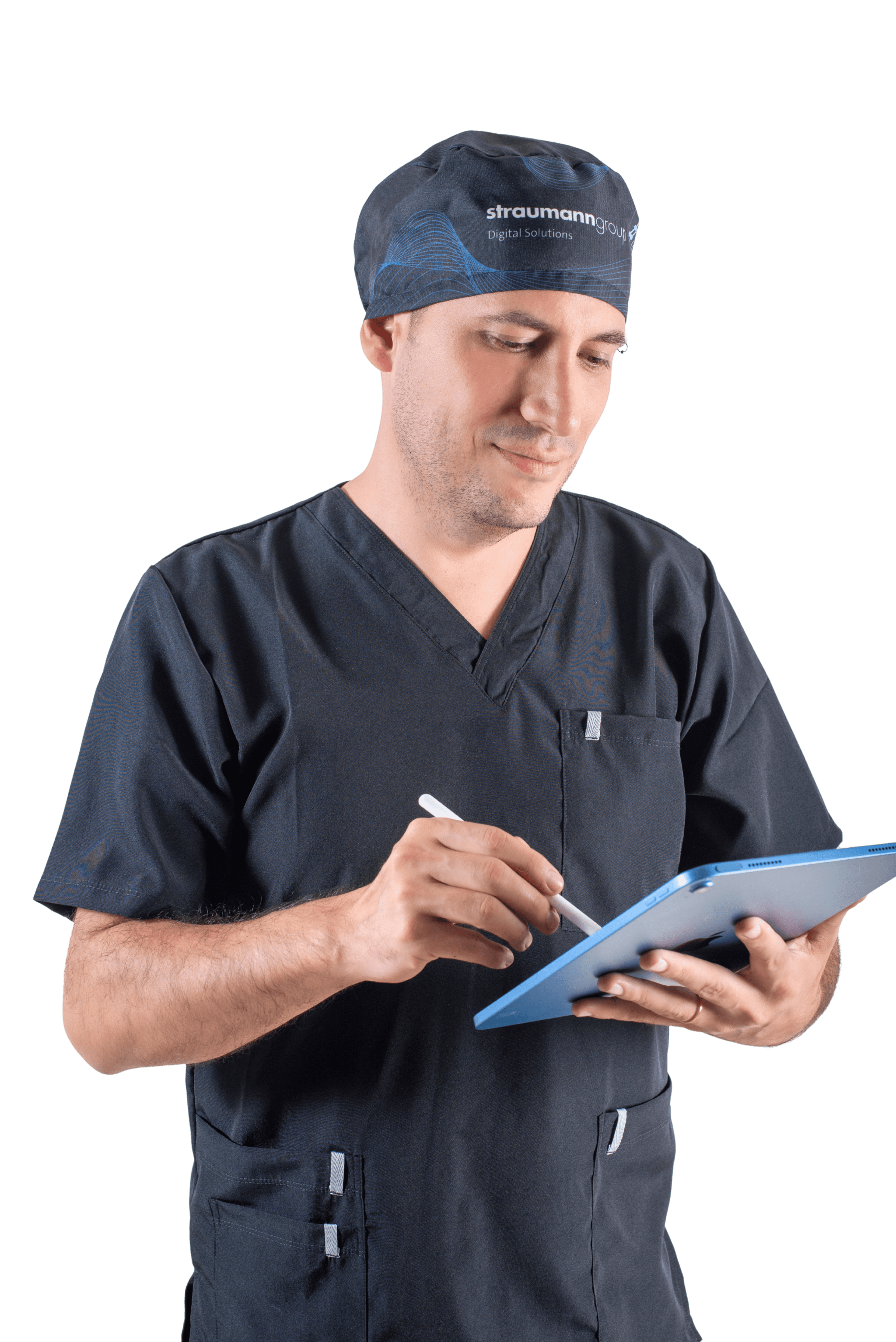 Radiografía dental sostenida por manos con guantes